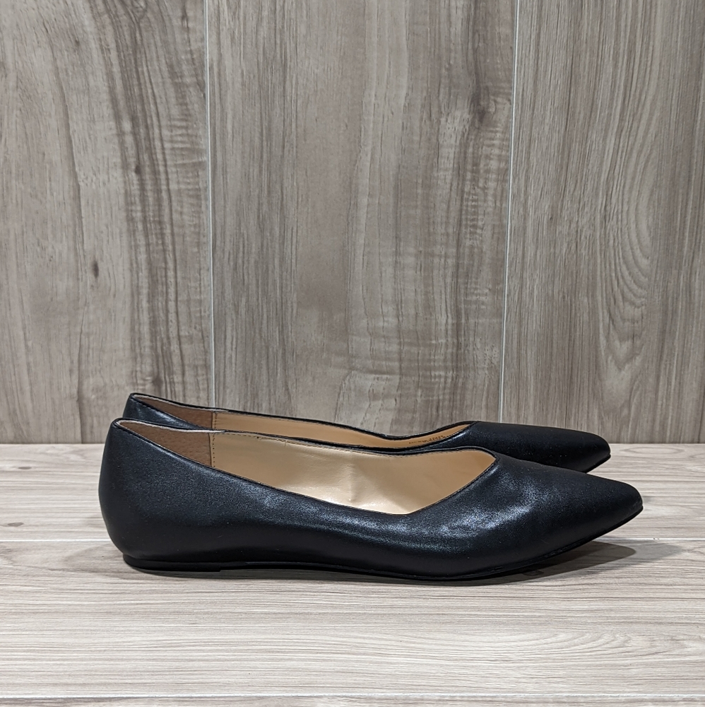 Adrienne Vittadini Fraze Black Pointed Toe Flats Shoes